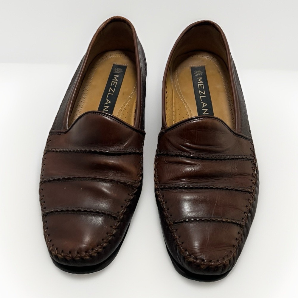 Mezlan Spyder Loafers Mens Size 8 Two Tone Brown‎ Leather Slip On Dress Shoes